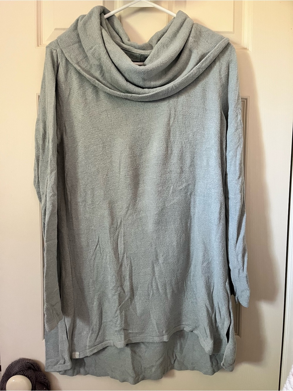barefoot dreams light blue cowl neck tunic sweater